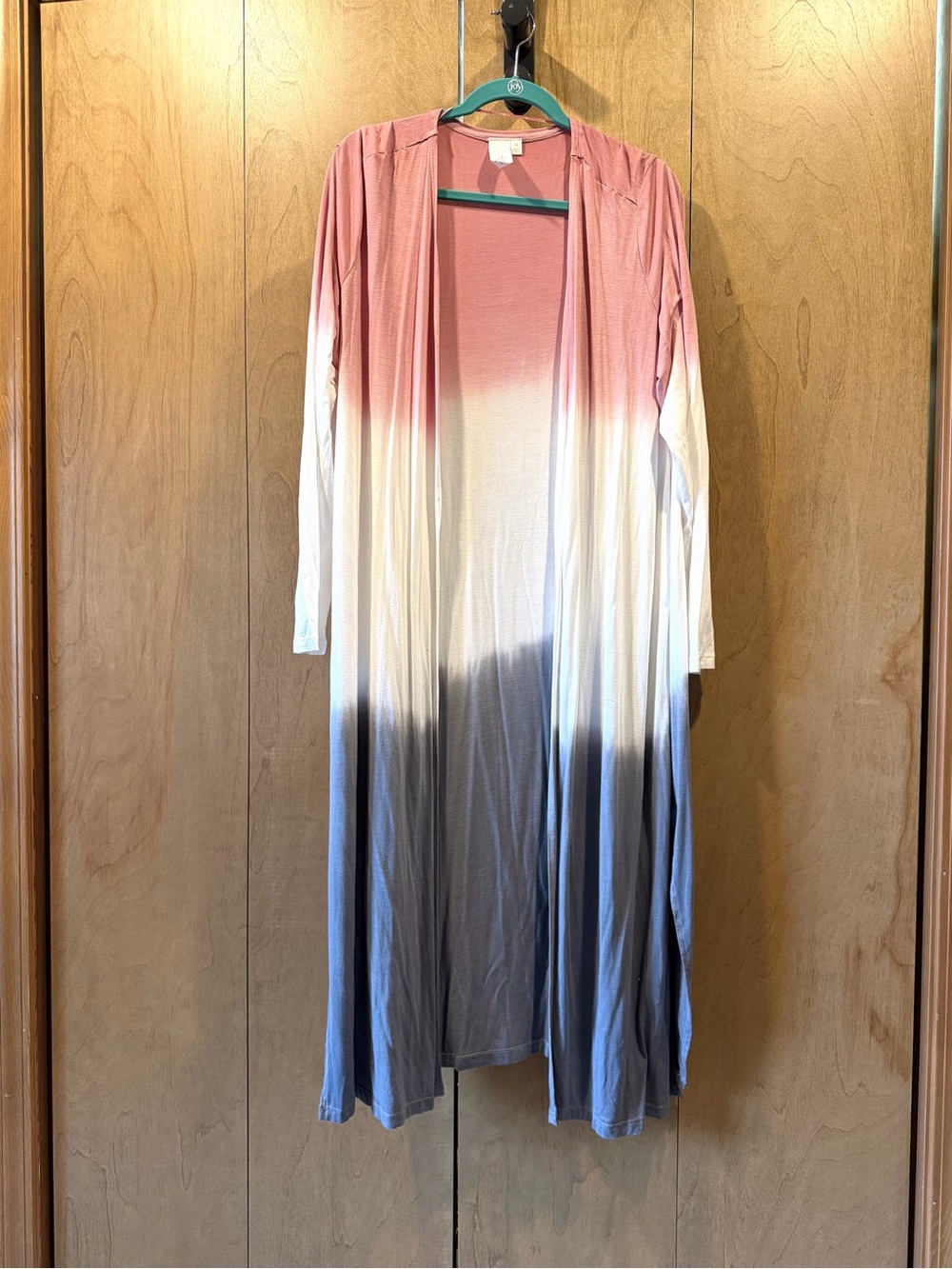 ADY P 1X Long Ombre Duster Cardigan in Rose to gray lightweight with stretch